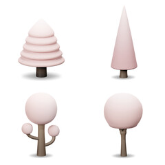3D trees ecology icon isolated pink pack