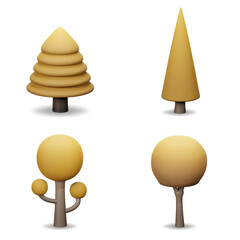 3D trees ecology icon isolated yellow pack