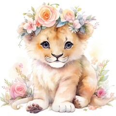 Watercolor Baby Lion.