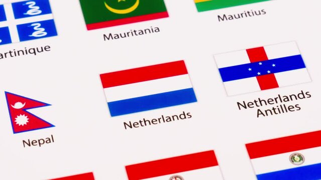 Zoom out Shot of Several Countries Flags in the world begins the letter "n". Illustrative Flags Video.