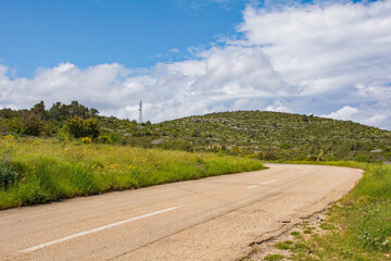 The rural landscape near Dracevica on Brac Island in Croatia in May