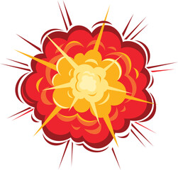 Cartoon Explosion, Cartoon dynamite or bomb explosion, fire set. Boom clouds and smoke elements for ui game design. Dangerous explosive detonation, atomic comics detonators for mobile animation, isola