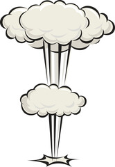 Cartoon Explosion, Cartoon dynamite or bomb explosion, fire set. Boom clouds and smoke elements for ui game design. Dangerous explosive detonation, atomic comics detonators for mobile animation, isola