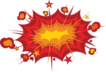 Cartoon Explosion, Cartoon dynamite or bomb explosion, fire set. Boom clouds and smoke elements for ui game design. Dangerous explosive detonation, atomic comics detonators for mobile animation, isola