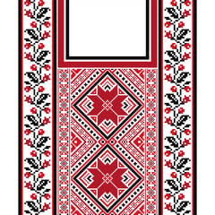 floral embroidery neckline background. ikat and cross stitch geometric seamless pattern ethnic oriental traditional. Aztec style illustration design for carpet, wallpaper, clothing, wrapping, batik.