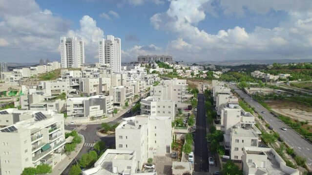 The city of Modiin was built in the 1990s, and it was later merged with the nearby towns of Maccabim and Re'ut, in the city center there is the round Lebanon Tower