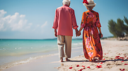 AN happy elder couple holding hands showing love and spending time togeather 