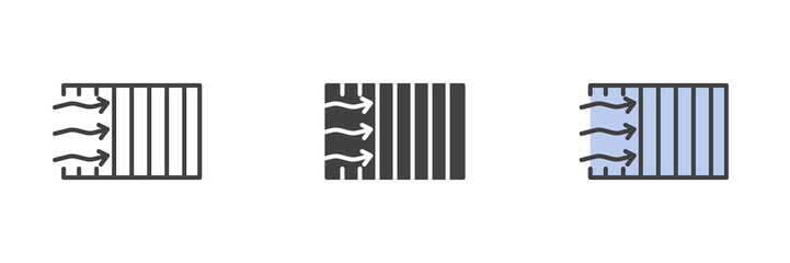 Car air filter different style icon set