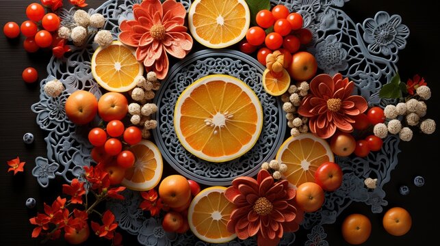New Year Chinese Citrus Fruit Ox, Happy New Year Background, Hd Background