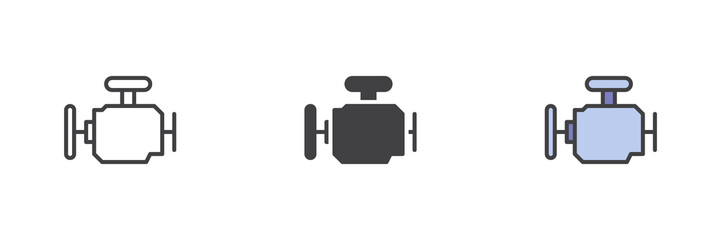 Car engine check different style icon set