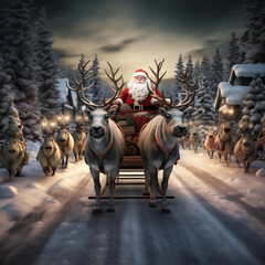 santa claus and reindeer 