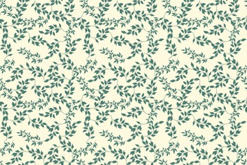 Drawing seamless pattern of green leaves, vector illustration