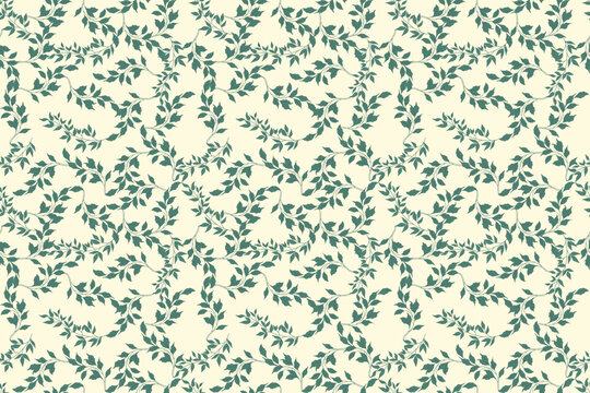 Drawing seamless pattern of green leaves, vector illustration