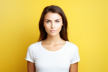 Obraz premium Fictional Casual Woman Facial Expression. Isolated on a colored background. Generative AI.