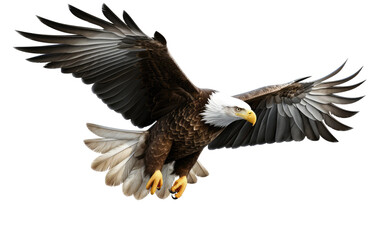 Obraz premium Majestic Eagle Bird Soaring High on a Clear Surface or PNG Transparent Background.