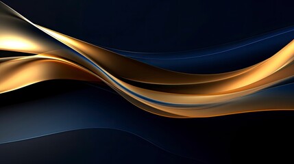 Gold and navy blue waves abstract.