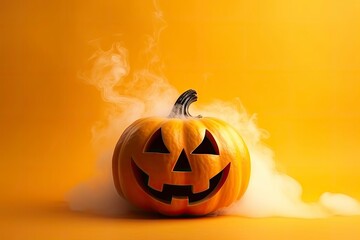 Halloween pumpkin with steam.