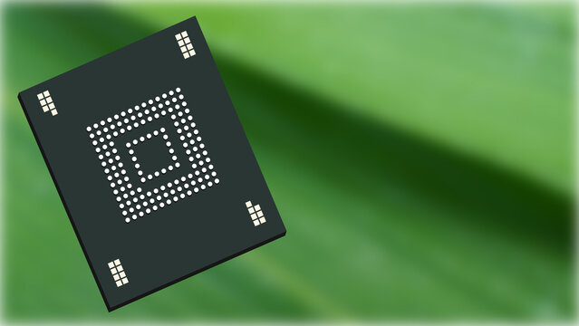 illustration of processor electronic components or IC or integrated circuit, ufs, emmc, and smd components