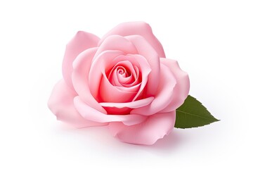 Pink rose isolated on white background.