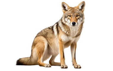 Stunning Coyote in Intense Look on a Clear Surface or PNG Transparent Background.