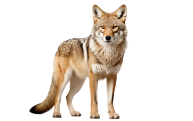 Beautiful Coyote s Watchful Stare on a Clear Surface or PNG Transparent Background.