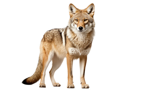 Beautiful Coyote s Watchful Stare on a Clear Surface or PNG Transparent Background.