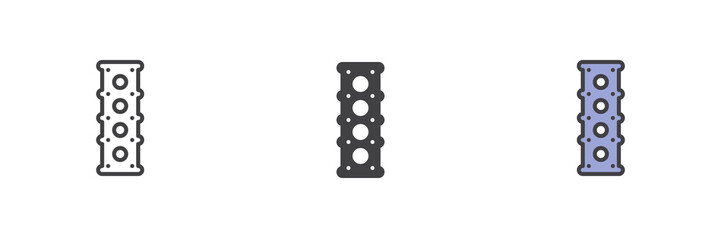 Engine cylinder head different style icon set