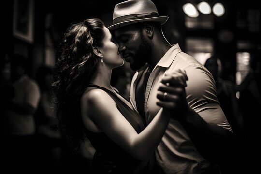 lady and man dancing, romantic, Semba, Tarraxinha, Ghetto Zouk, Coladeira, Bachata, Urban Kiz, Zouk Love, Kompa, Salsa, Bolero, Lambada, with generative AI