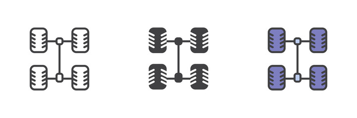 Car chassis different style icon set