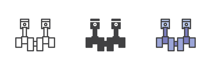 Car crankshaft different style icon set