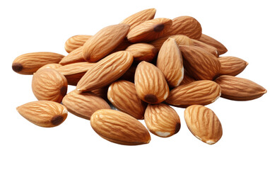 Yummy Brown Multiples Almonds on a Clear Surface or PNG Transparent Background.