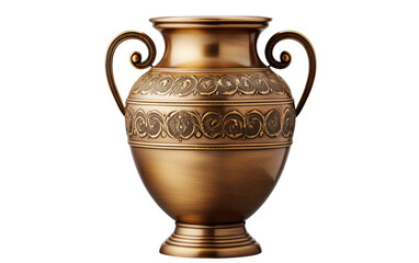 Beautiful and Brownish Antique Brass Urn Vase on a Clear Surface or PNG Transparent Background.