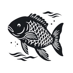 japanese vintage style fish on a white background, ai tools generated image