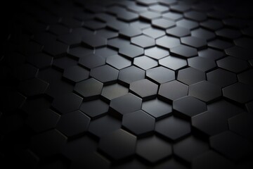 abstract high-tech black and white hexagon background, ai tools generated image - obrazy, fototapety, plakaty