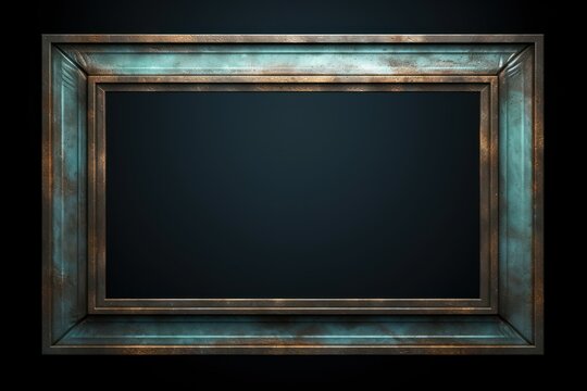 digital template with old metal frame with blank space inside, ai tools generated image