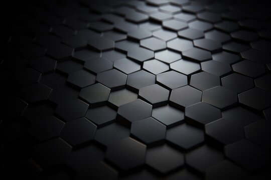 abstract high-tech black and white hexagon background, ai tools generated image