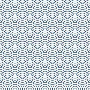 Navy blue Japanese wave pattern background. Japanese seamless pattern vector. Waves background illustration. for clothing, wrapping paper, backdrop, background, gift card.	