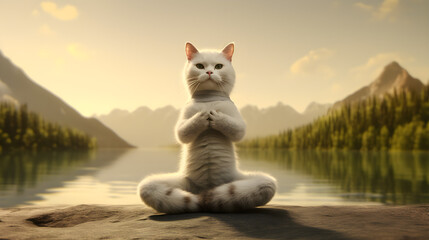 Cat yogi practices yoga and leads an active healthy lifestyle