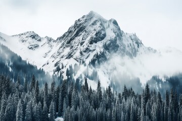 winter snowy mountain landscape - obrazy, fototapety, plakaty