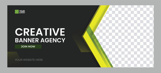 Creative Banner Template Marketing Agency with Photo Space. Business Digital Marketing Cover Banner Cover Template Design