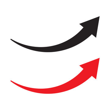 Black and red up arrow icon, flat style arrow icon