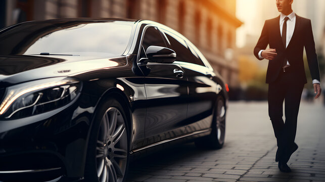 Professional driver near luxury car, Chauffeur service