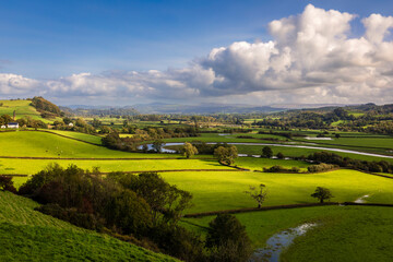 The amazing views of the Welsh countryside from Dryslwyn castle Carmarthenshire Wales