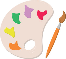 an artist palette with a brush and paint