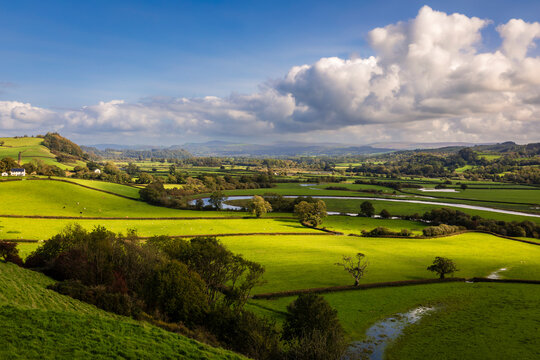 The amazing views of the Welsh countryside from Dryslwyn castle Carmarthenshire Wales