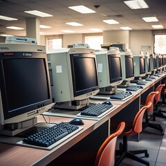 desk with computer generated by AI