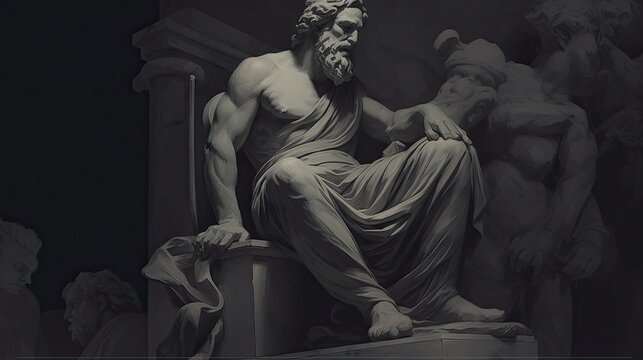 sculpture of a stoic man