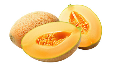 Beautiful and Tasty Cantaloupe on a Clear Surface or PNG Transparent Background.