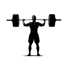 Black silhouette of a male athlete practicing bodybuilding exercises