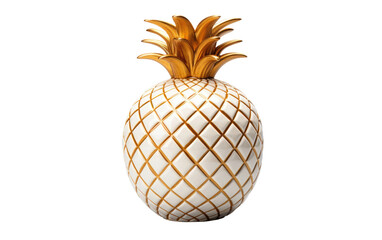 Cute and Stylish Ceramic Pineapple Vase on a Clear Surface or PNG Transparent Background.